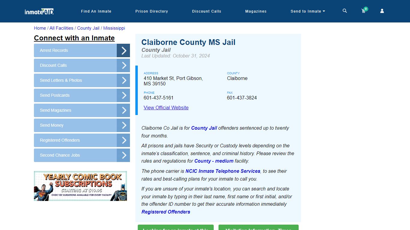 Claiborne County MS Jail - Inmate Locator